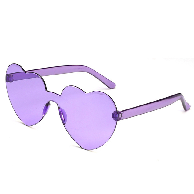 New One Piece Love Heart Lens Sunglasses Women Transparent Plastic Glasses Style Sun Glasses Female Clear Candy Color