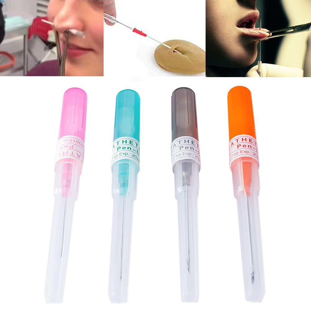 4PCS 14G-20G Body Piercing Needles  I.V Catheter Cannula Tool Surgical Steel Sterilized Tattoo Neetdle Nose Lip Ear Piercing Jewelry