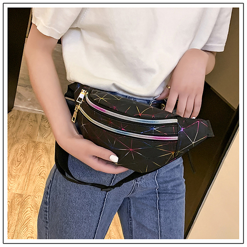 Fashion Holographic Fanny Pack Women's Belt Bag Female Waist Bags Laser Chest Phone Pouch Lady Banana Purse Bum Bag Kidney
