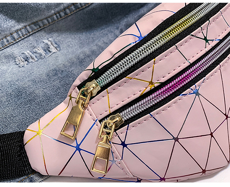 Fashion Holographic Fanny Pack Women's Belt Bag Female Waist Bags Laser Chest Phone Pouch Lady Banana Purse Bum Bag Kidney