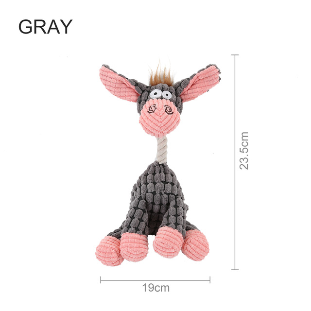 Pet Chewing Animals Donkey Shaped Dog Bite Corduroy Plush Teething Toy for Small Dogs High Quality Pet Training Supplies
