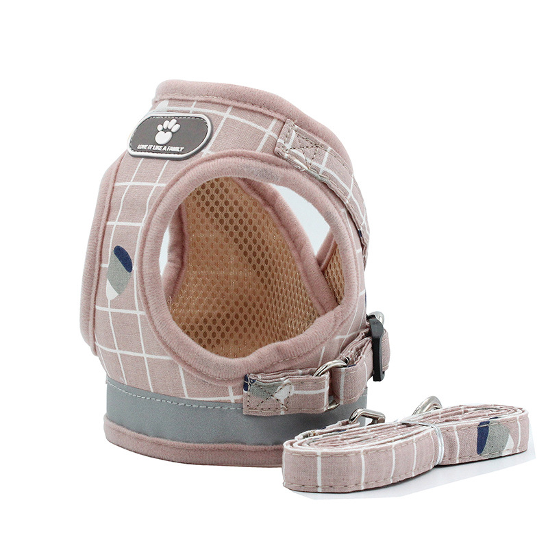 Fashion Plaid Cat Harnesses for Cats Summer Mesh Pet Harness and Leash Set