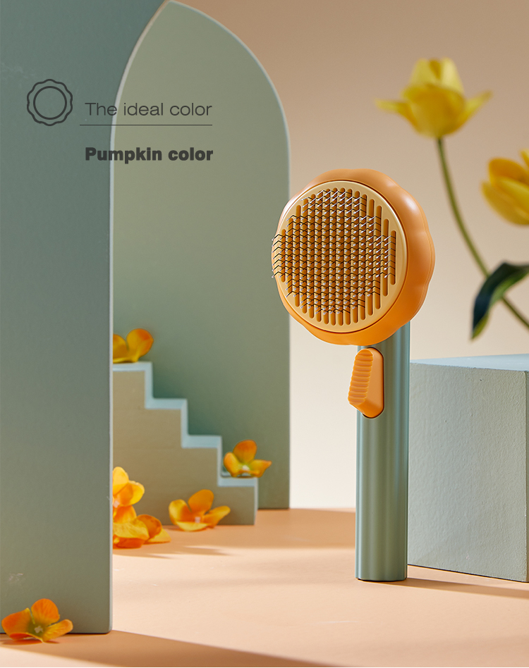 Pumpkin Pet Brush Self Cleaning Slicker Brush for Shedding Dog Cat Grooming Comb Removes Loose Underlayers and Tangled Hair