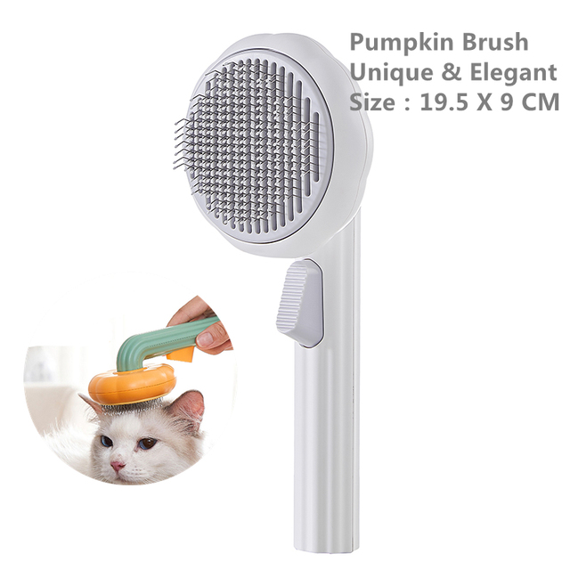 Pumpkin Pet Brush Self Cleaning Slicker Brush for Shedding Dog Cat Grooming Comb Removes Loose Underlayers and Tangled Hair