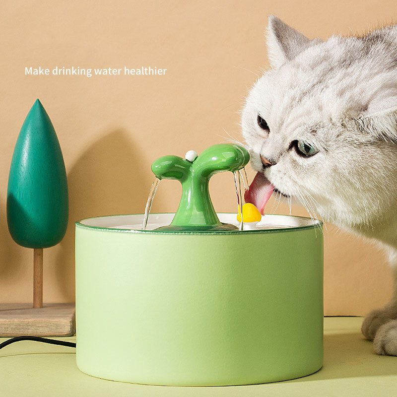 1L/1.5LElectric Ceramic Drinking Machine Cat Automatic Water Fountain Drink Water Cycle Feed Water Pet Supplies Water Bowl