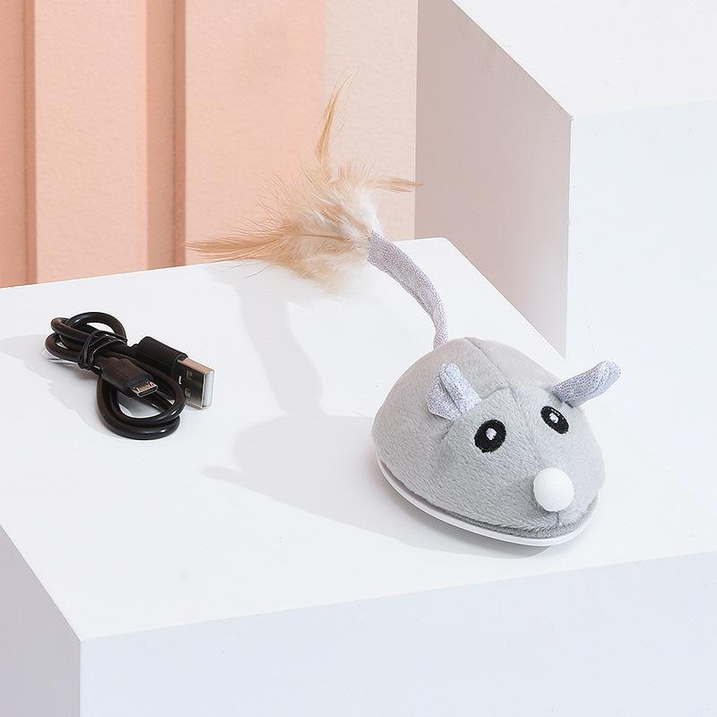 Electronic Mouse Cat Toy Usb Charging Teasing Feather Tail Kitten Games Interactive Toys Interesting Novelty Cat Accessories Pet