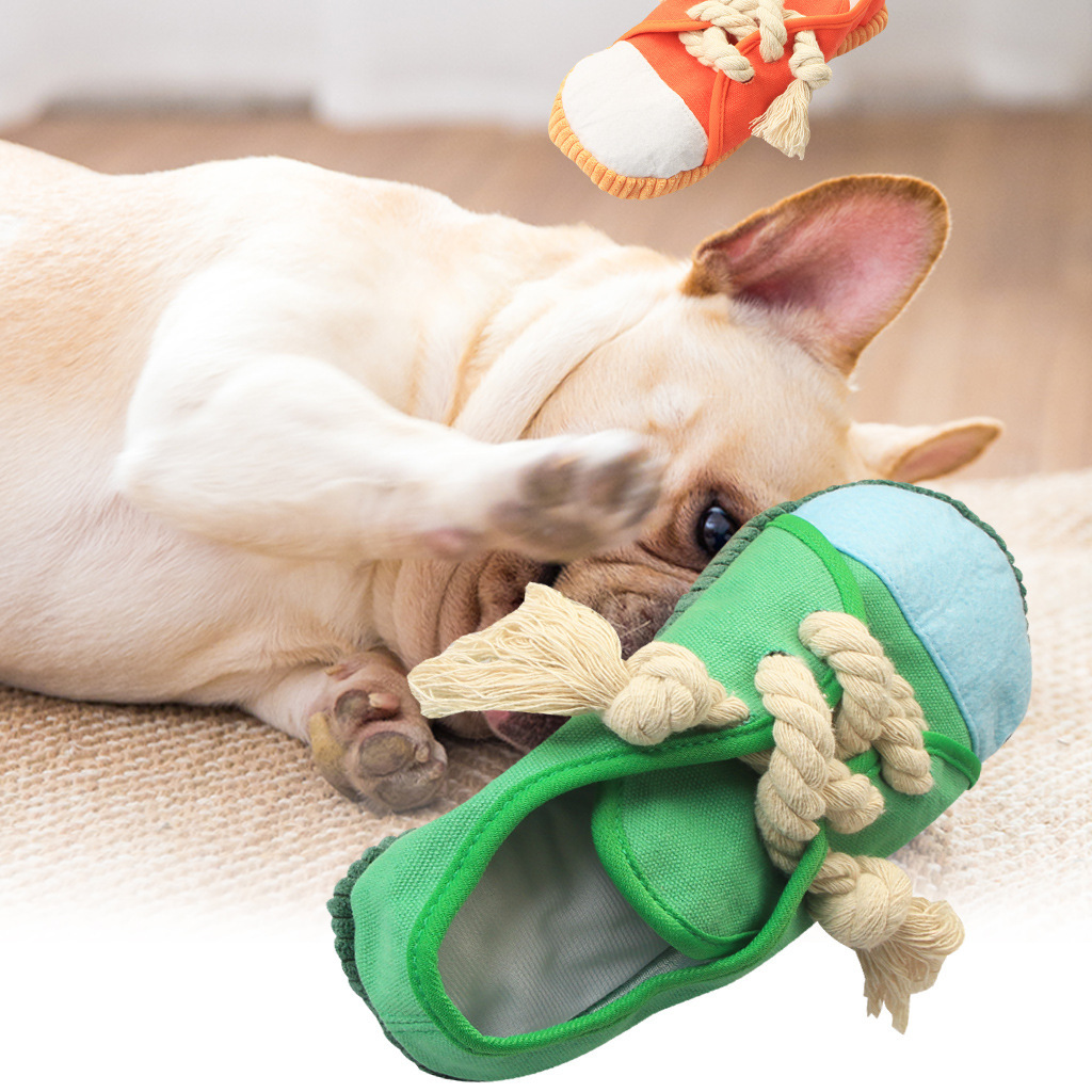 Cute Pet Dog Cat Toy Canvas Shoes Pet Vocal Toys Tooth Cleaning Molar Toys Pet Supplies for Small Medium Dogs Pet Products