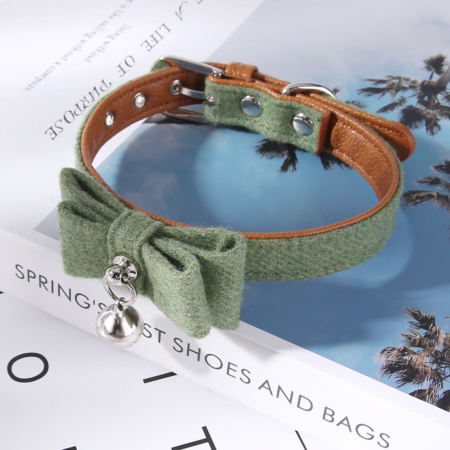 Felt Cloth Cat Bow Bell Bell Collar Adjustable Pet Collar Cat Neck Decoration Puppy Accessories