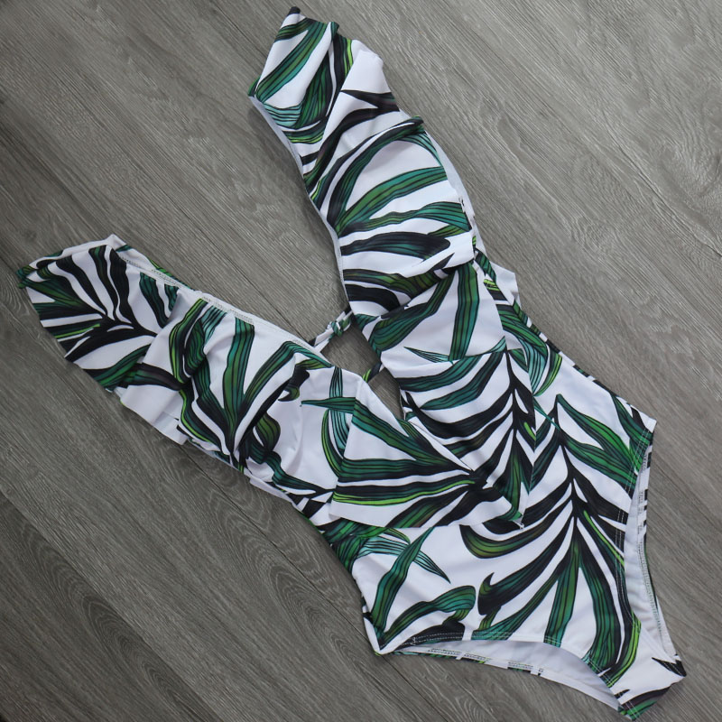 Swimsuit Push Up Swimwear Women Ruffle Monokini Adjustable Shoulder Swimsuit Bodysuit Bathing Suit Swim Wear