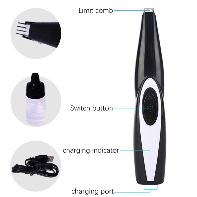 Pet Mini Foot Clipper USB Rechargeable Ear Eyes Hair Trimmer Clipper Dog Cat Paw Electric Clippers Low Noise Fur Grooming Kits