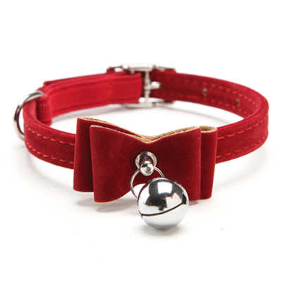 Safety Elastic  Bowtie with bell small dog cat collar safe soft velvet 6 colors pet Products dog collar pet