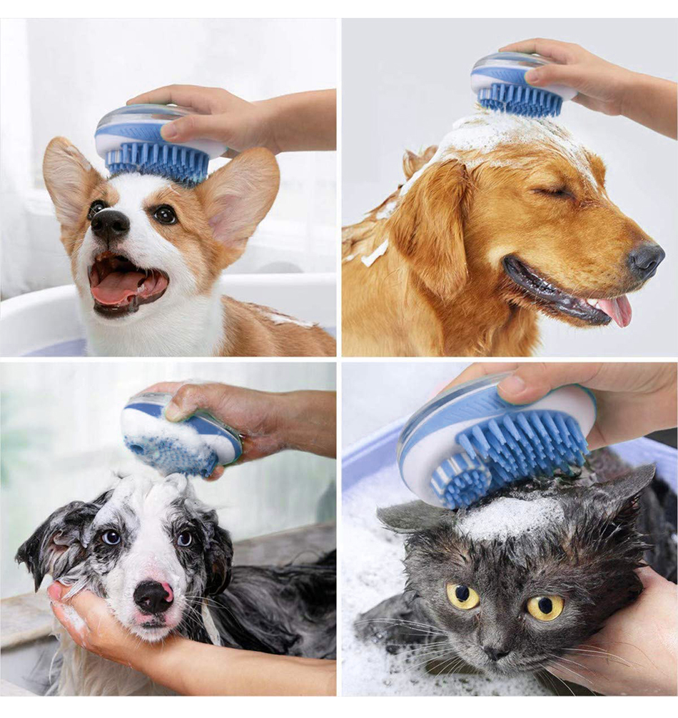 Pet Dog Cat Bath Brush Grooming Massage Bathroom For Dogs Shampoo Soft Silicone Grooming Pet Brush Clean Bath Tools Dog Products