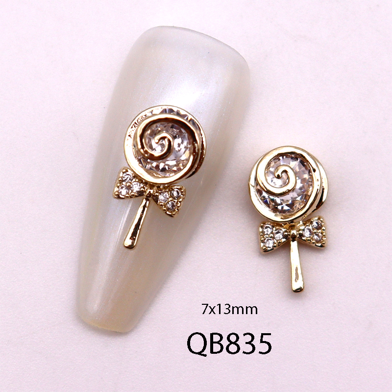 5pcs new nail art decoration shiny zircon diamond exquisite design lollipop magic wand jewelry gold Silver nail art accessories