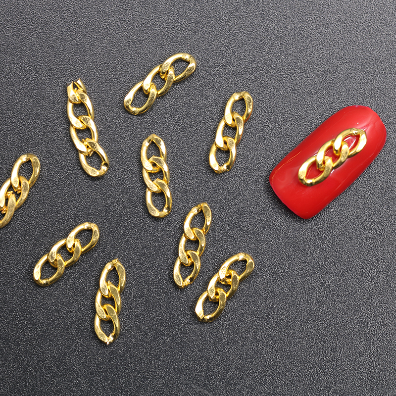 20PCs TOP 3D Metal Chain Black Gold Silver Japan Korea Nail Art Decorations Punk Style DIY Nail Tools Charm Nail Accessory