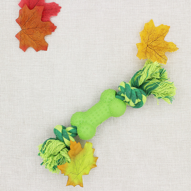 Pet Chew Toy Plastic Bone Dog Toys Clean Up Puppy Tartar Molar Teeth Handmade Cotton Rope Robust Bite Resistant Dogs Product