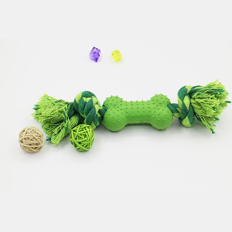 Pet Chew Toy Plastic Bone Dog Toys Clean Up Puppy Tartar Molar Teeth Handmade Cotton Rope Robust Bite Resistant Dogs Product