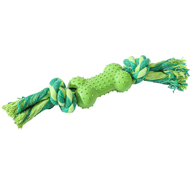 Pet Chew Toy Plastic Bone Dog Toys Clean Up Puppy Tartar Molar Teeth Handmade Cotton Rope Robust Bite Resistant Dogs Product