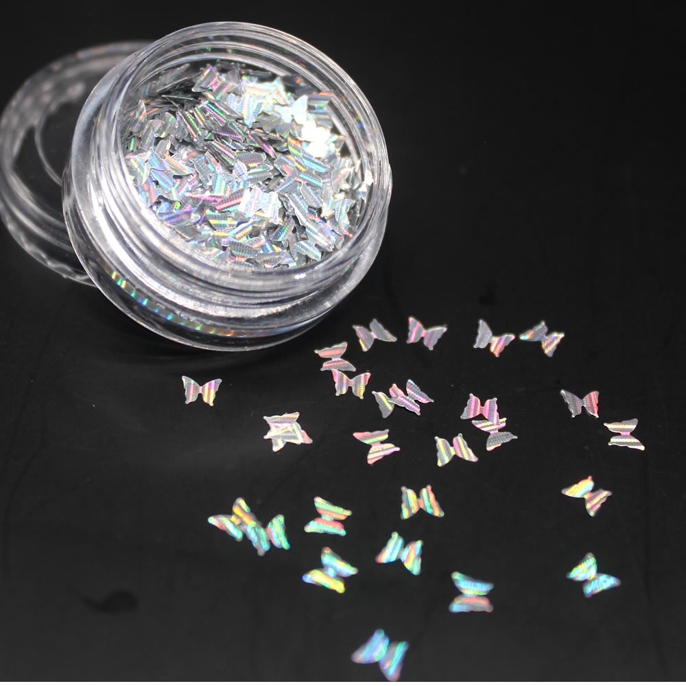 1 PCS Holographic Butterfly Shape Nail Glitter Flakes Sparkly 3D Colorful Sequins Spangles Polish Manicure Nails Art Decoration