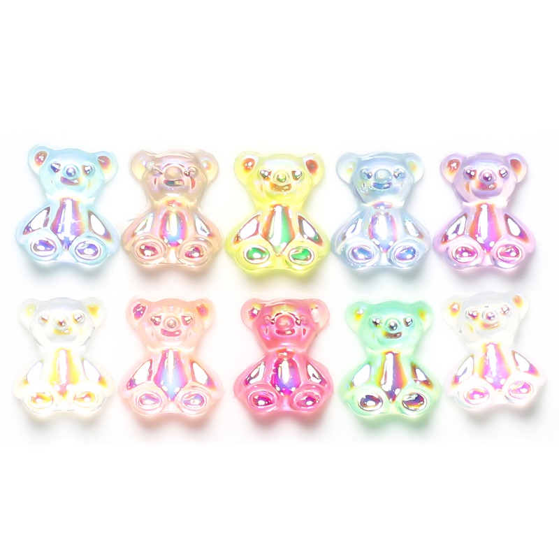 50pcs Kawaii Aurora Jelly Bear Nail Art Charms Decoration 3D Bear Lollipop Candy Manicure Design Professional Supplies Accessories view 3