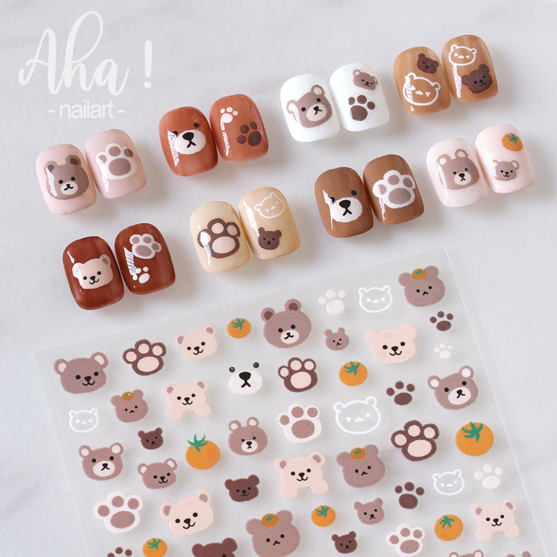 5pcs Nail glue stickers ins stars moon cartoon rabbit panda flower nail decoration decals  nail sticker  nail art decorations