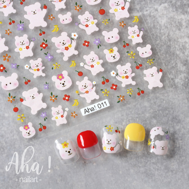 5pcs Nail glue stickers ins stars moon cartoon rabbit panda flower nail decoration decals  nail sticker  nail art decorations view 3
