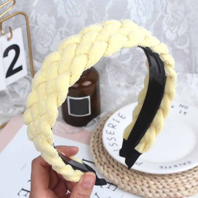 Elegant Sponge Hair Hoop Mesh Lace Candy Color Wide Side Braided Headbands For Women Bezel Hairbands Hair Accessories Turban