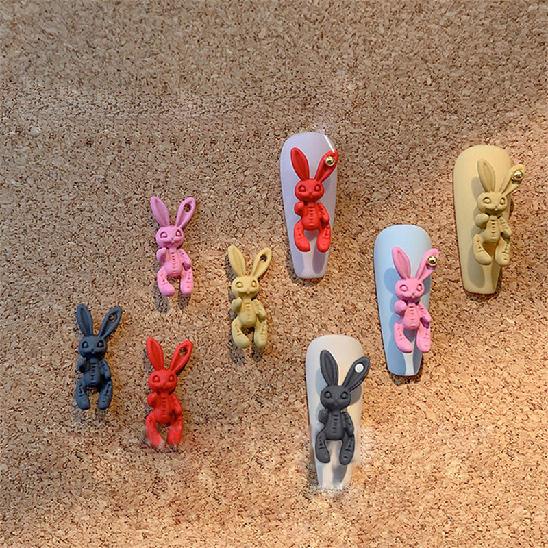 10pcs Nail Art Alloy Rabbits Decorations Sweetie Metal Hole Rabbit Acrylic For UV Gel Nails Manicure Accessories