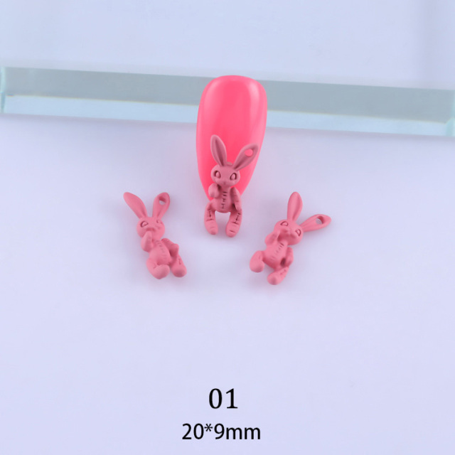 10pcs Nail Art Alloy Rabbits Decorations Sweetie Metal Hole Rabbit Acrylic For UV Gel Nails Manicure Accessories view 2