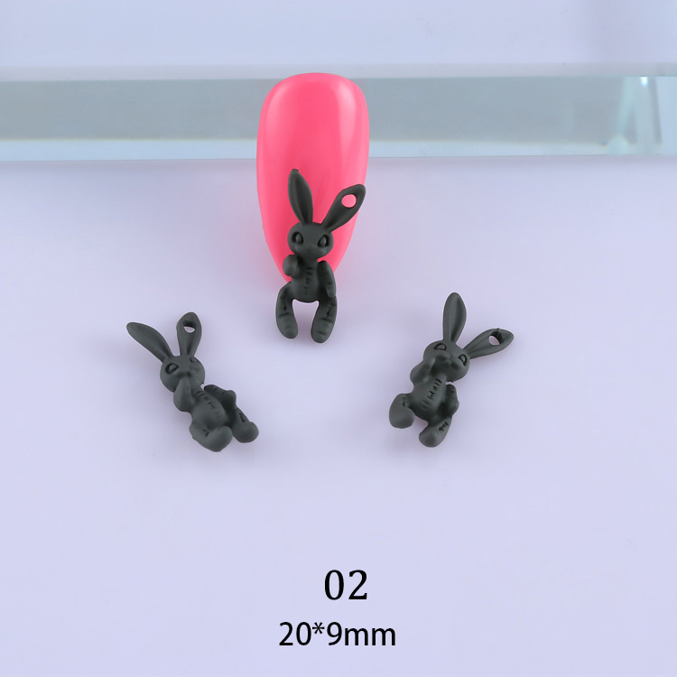 10pcs Nail Art Alloy Rabbits Decorations Sweetie Metal Hole Rabbit Acrylic For UV Gel Nails Manicure Accessories view 3
