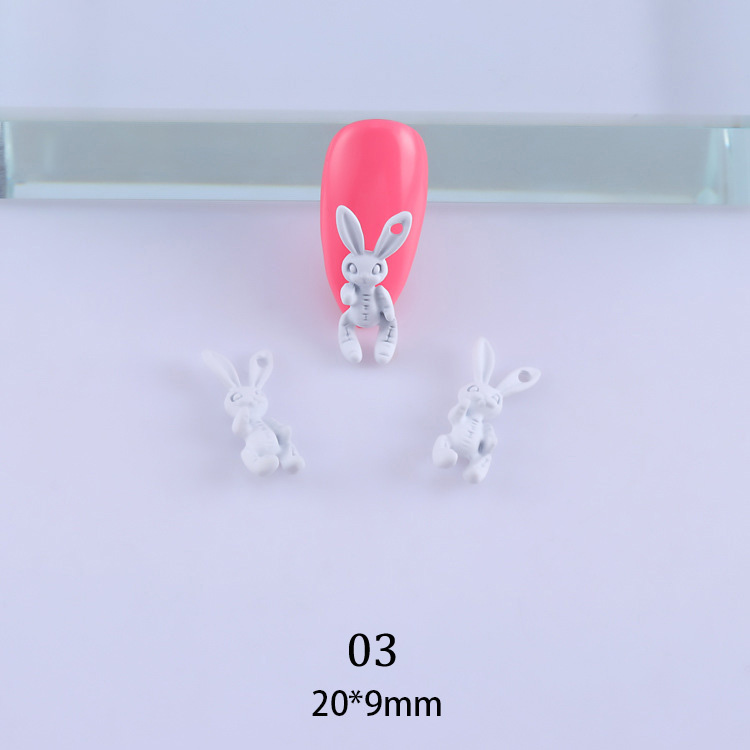 10pcs Nail Art Alloy Rabbits Decorations Sweetie Metal Hole Rabbit Acrylic For UV Gel Nails Manicure Accessories view 4