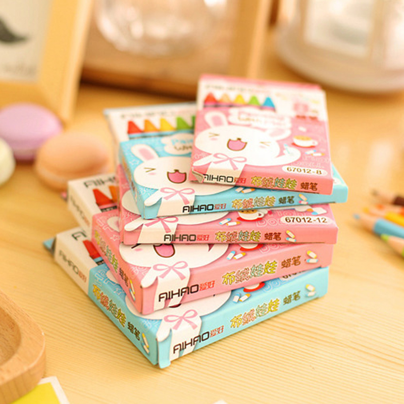 New Rabbit Pig 12 Colors Non-Toxic Crayon Oil Painting Stick Kids Student Pastel Pencils for Drawing Colored Pencils