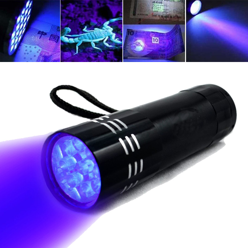 Mini UV ULTRA VIOLET 9 LED Flashlight Torch 4.5v Light Waterproof Aluminum Lamp Outdoor Portable Tactical Lighting Tool UV Lamp