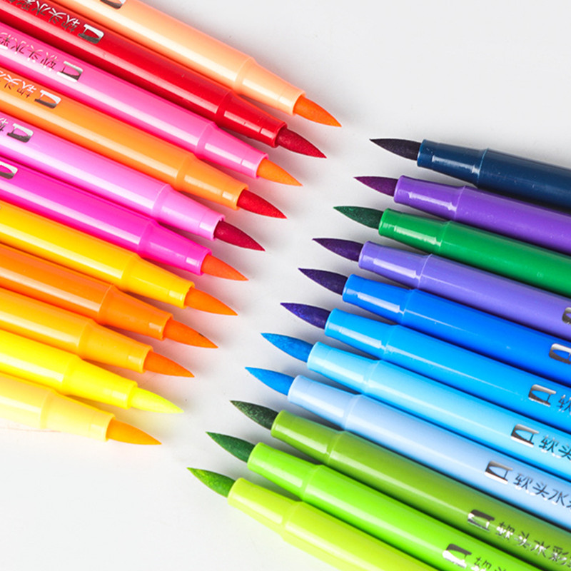 12Color*2 Set Soft-tip Watercolor Pen  Children Graffiti Drawing Painting Water-color Office Stationery