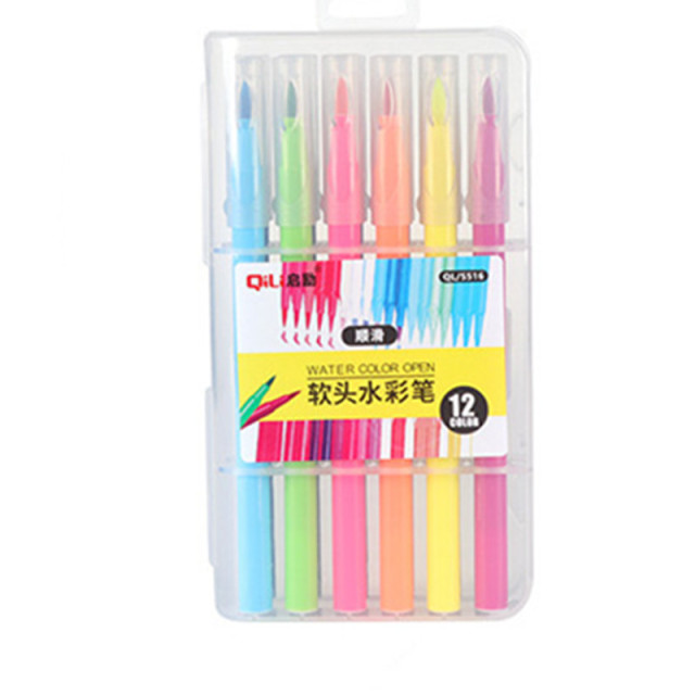 12Color*2 Set Soft-tip Watercolor Pen  Children Graffiti Drawing Painting Water-color Office Stationery