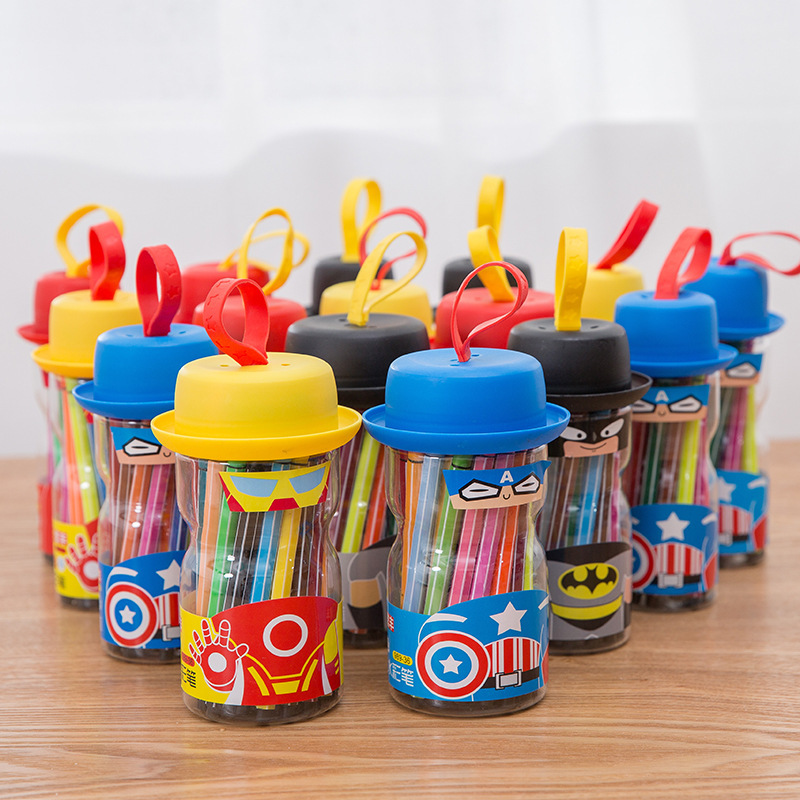 36Colors Water Color Pen Set Super Hero Brush Marker Highlighter For Kids Stationery Art Markers School Colour Pencil*2