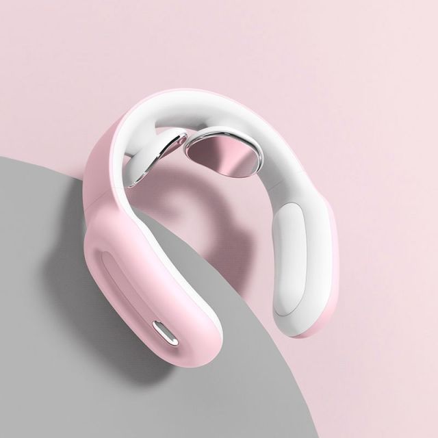 Electric Pulse Neck Massager Rechargeable USB Cervical Traction Therapy Massage Stimulator Pain Relief Heating Function