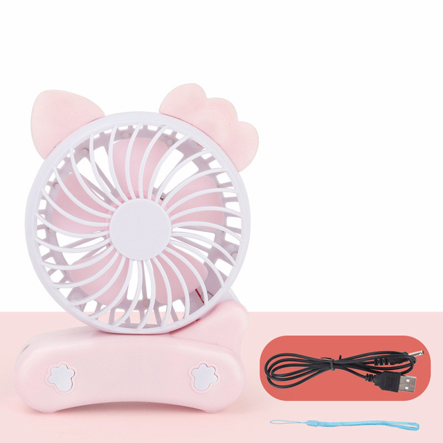 Mini Manual Fan Cartoon Fans Children Hold Portable Usb Charge Fans Fold Small Desk Fans