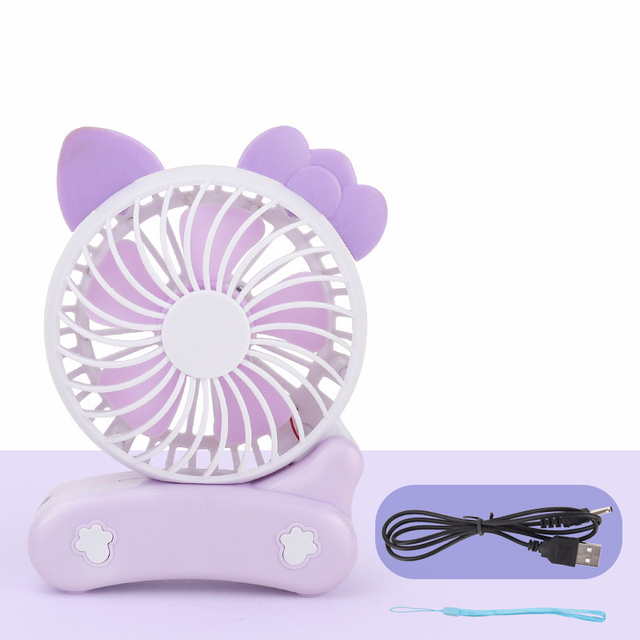 Mini Manual Fan Cartoon Fans Children Hold Portable Usb Charge Fans Fold Small Desk Fans