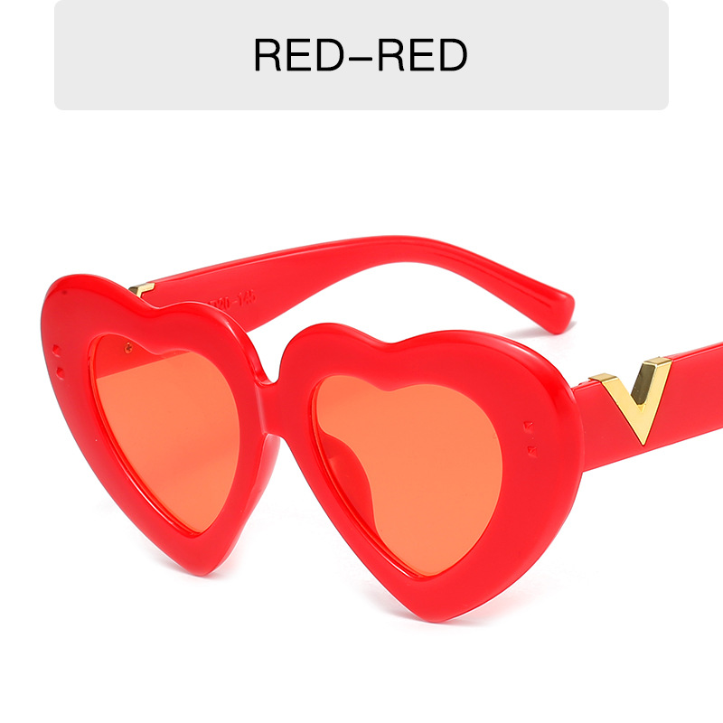 Fashion V love Sunglasses candy colored Sunglasses Vintage peach heart glasses trend