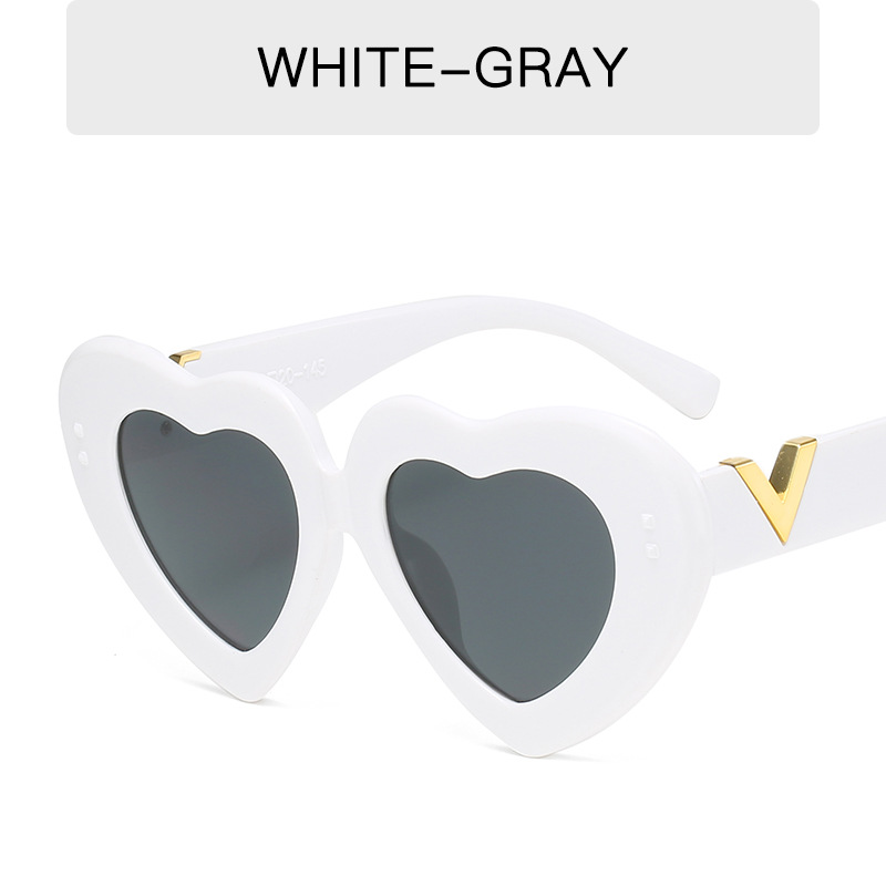 Fashion V love Sunglasses candy colored Sunglasses Vintage peach heart glasses trend