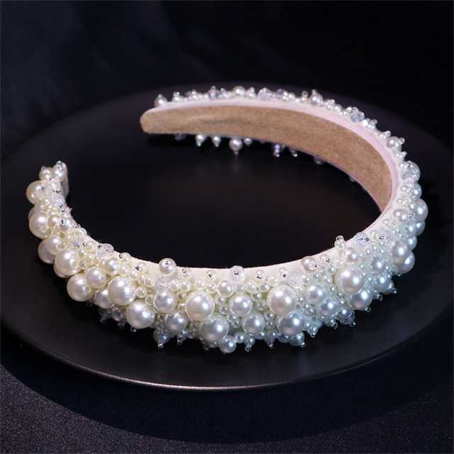 Baroque Headbands Pearl Crown Hairband Bridal Hair Hoop Women Girls Hair Bands Tiara Hair Accessories