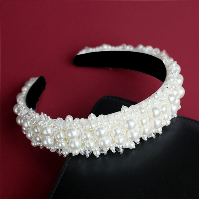 Baroque Headbands Pearl Crown Hairband Bridal Hair Hoop Women Girls Hair Bands Tiara Hair Accessories