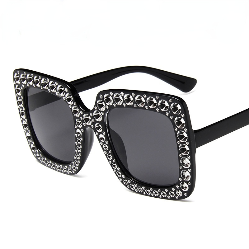 New diamond plated large frame sunglasses full of stars retro square sunglasses colorful ocean glasses