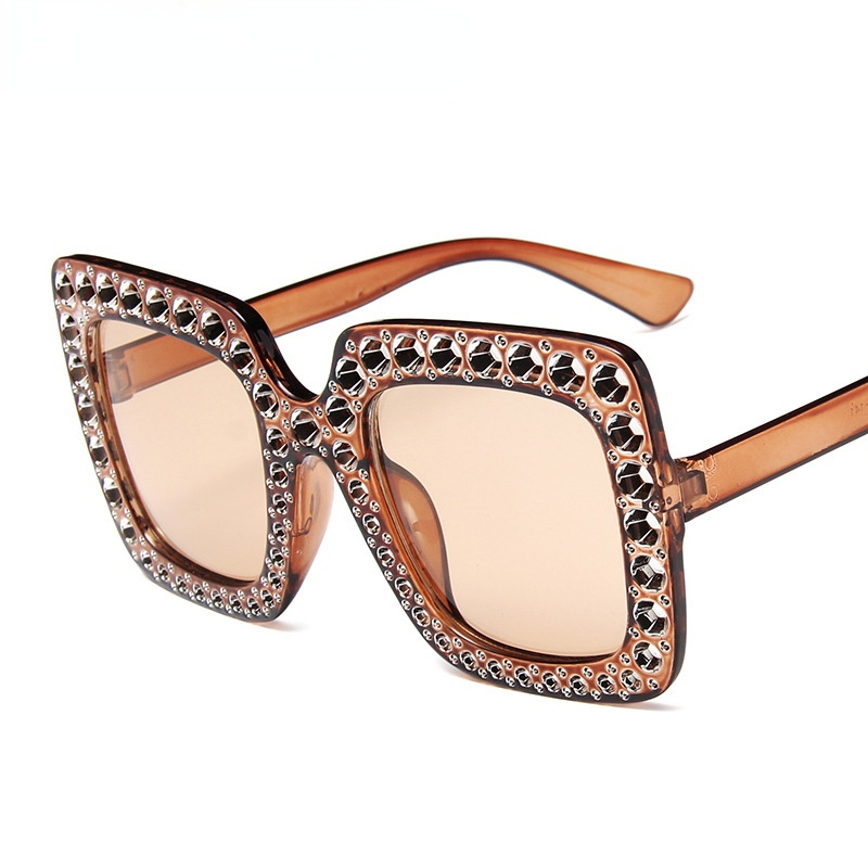 New diamond plated large frame sunglasses full of stars retro square sunglasses colorful ocean glasses