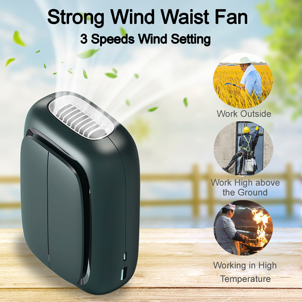 USB Mini Fan Portable Personal Hanging waist Fan With Recharge Battery Ultra quiet Wearable Electric handheld Air Conditione