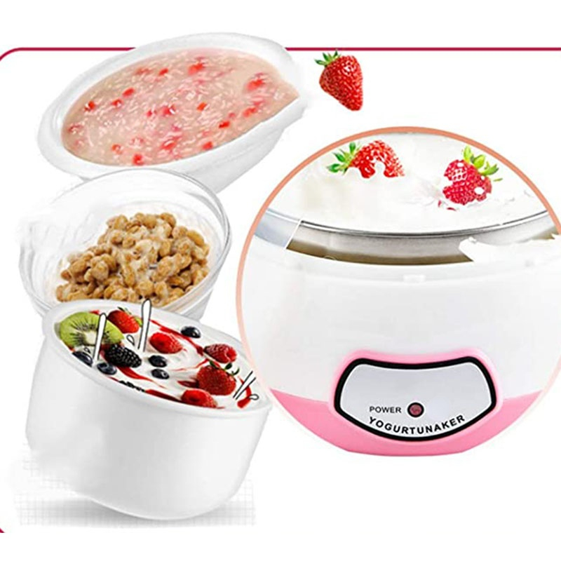 Yogurt Maker Mini Automatic Yogurt Machine Household DIY Yogurt Tools Kitchen Appliance Stainless Steel Tank Pink 220V