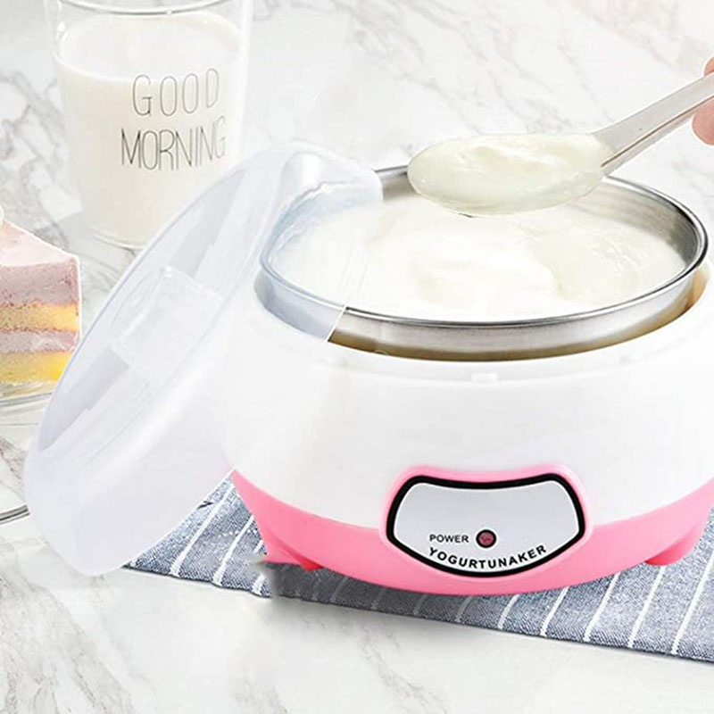 Yogurt Maker Mini Automatic Yogurt Machine Household DIY Yogurt Tools Kitchen Appliance Stainless Steel Tank Pink 220V
