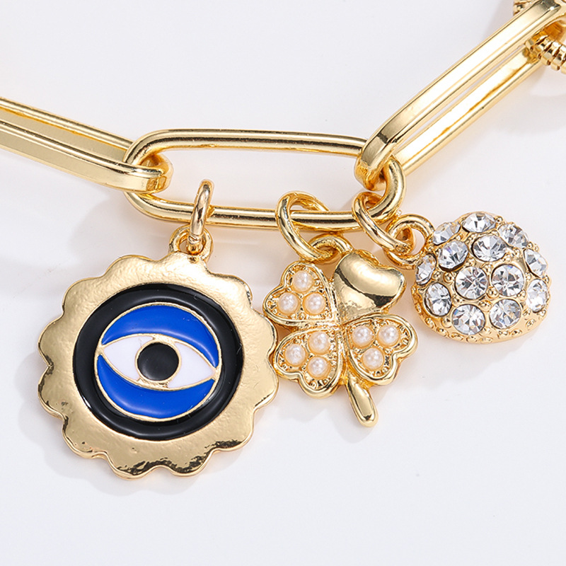 Fashionable and versatile geometric devil's eye Oil Drop Pendant ot buckle bracelet exaggerated Chain Bracelet