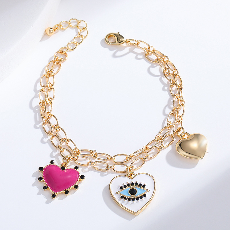 Gold-plated diamond-drop oil enamel process multi-row stacking bracelet European and American mysticism all-match bracelet