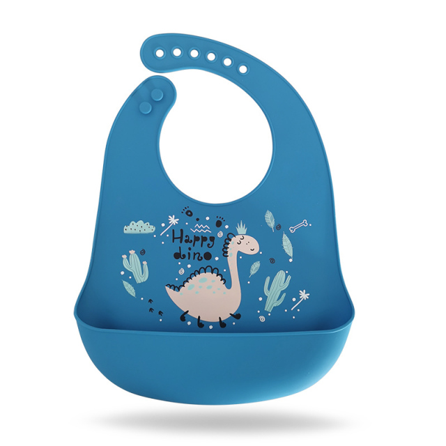 Waterproof Soft Baby Silicone Bibs Cute Cartoon Printed Kids Girl Boy Adjustable Children Bib Baby Lunch Feeding Stuff